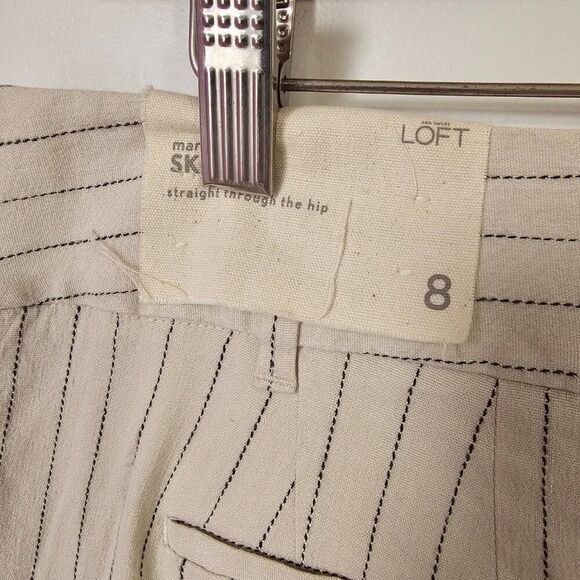 NWT LOFT MARISA LINEN BLEND STRIPED SOFT PANTS SIZE 8 WOMENS - Picture 8 of 15